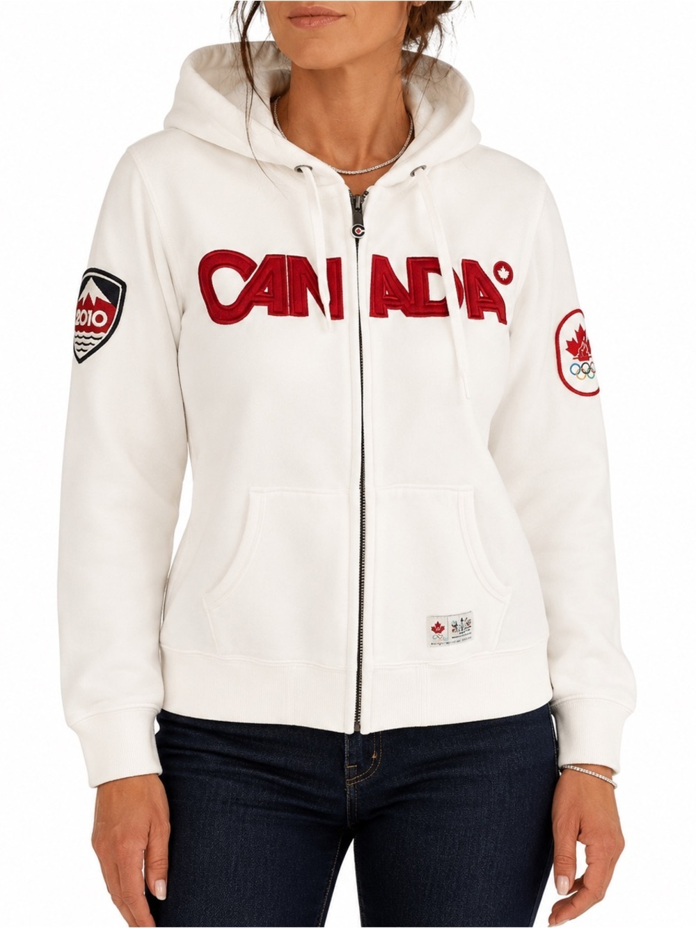 HBC CANADA OLYMPIC Hoodie Women’s Zip Jacket 2010 Rare Collectible White Red XL